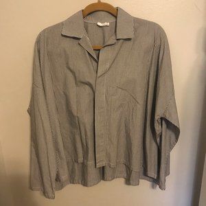 Planet Button Down Blouse - Black and White